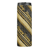 Zwart Goud Kerstmispatroon#28 ID1009 Thermosbeker (Achterkant)
