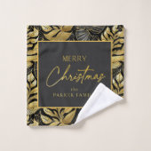 Zwart Goud Kerstmispatroon#29 ID1009 Bad Handdoek (Wasdoekje)