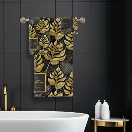 Zwart Goud Kerstmispatroon#29 ID1009 Bad Handdoek