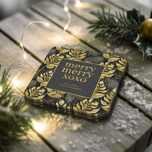 Zwart Goud Kerstmispatroon#29 ID1009 Kartonnen Onderzetters