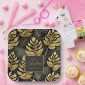 Zwart Goud Kerstmispatroon#29 ID1009 Papieren Bordje (Feest)