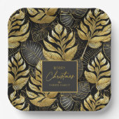Zwart Goud Kerstmispatroon#29 ID1009 Papieren Bordje (Voorkant)