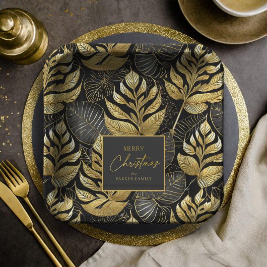 Zwart Goud Kerstmispatroon#29 ID1009 Papieren Bordje