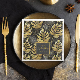 Zwart Goud Kerstmispatroon#29 ID1009 Servet