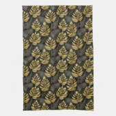 Zwart Goud Kerstmispatroon#29 ID1009 Theedoek (Verticaal)
