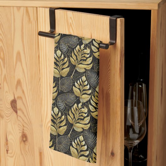 Zwart Goud Kerstmispatroon#29 ID1009 Theedoek (Derde Gevouwen)