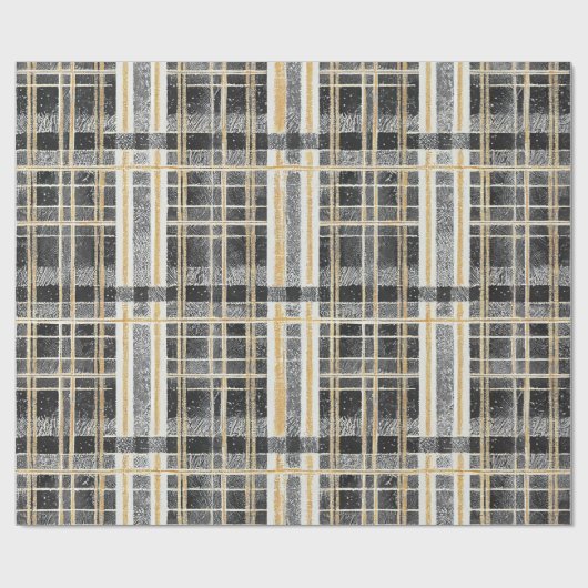 Zwart Goud Kerstmispatroon#2 ID1009 Cadeaupapier (Vlak)