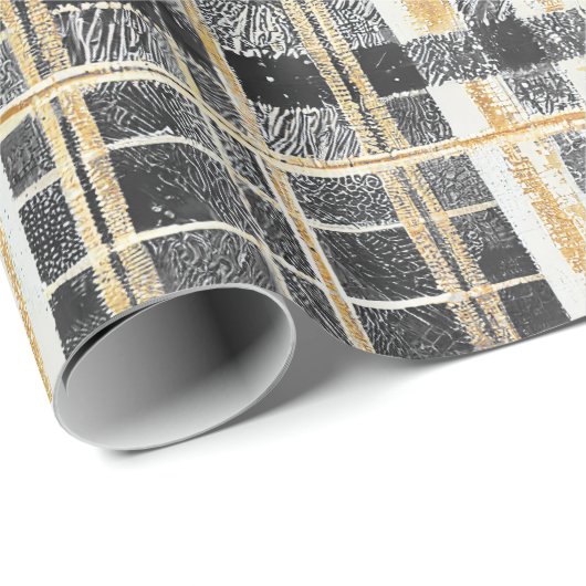 Zwart Goud Kerstmispatroon#2 ID1009 Cadeaupapier (Rol Hoek)