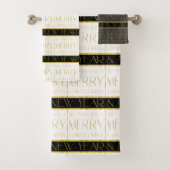 Zwart Goud Kerstmispatroon#35 ID1009 Bad Handdoek (Insitu)