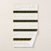 Zwart Goud Kerstmispatroon#35 ID1009 Bad Handdoek (Handdoek)