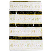 Zwart Goud Kerstmispatroon#35 ID1009 Medium Cadeauzakje (Voorkant)