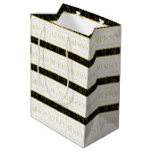 Zwart Goud Kerstmispatroon#35 ID1009 Medium Cadeauzakje (Achterkant Gekanteld)