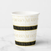 Zwart Goud Kerstmispatroon#35 ID1009 Papieren Bekers (Voorkant)