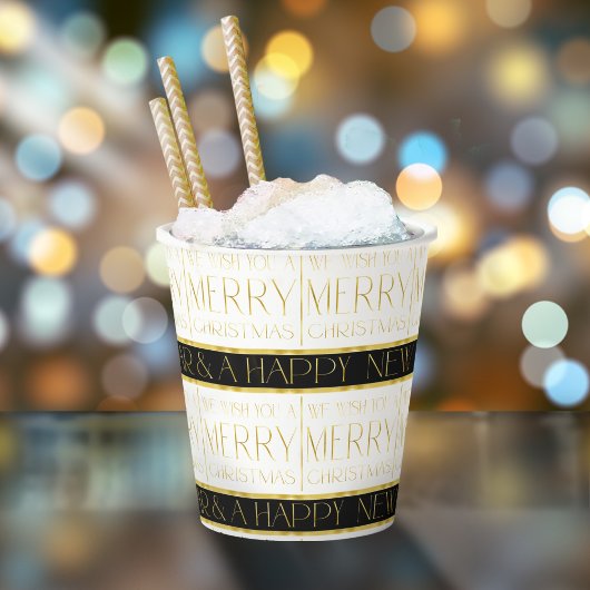 Zwart Goud Kerstmispatroon#35 ID1009 Papieren Bekers