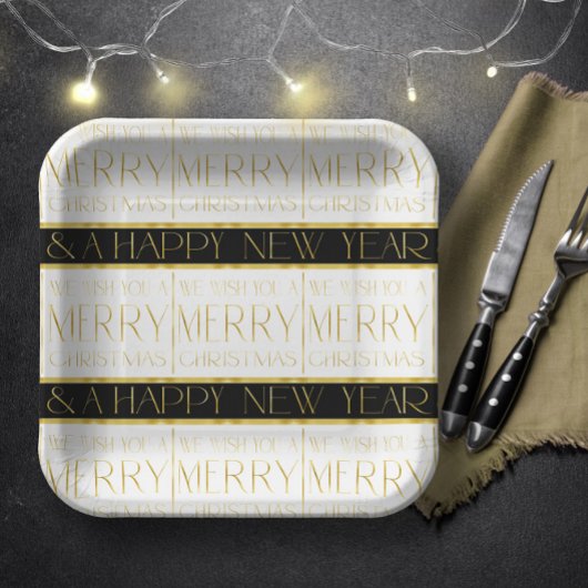 Zwart Goud Kerstmispatroon#35 ID1009 Papieren Bordje