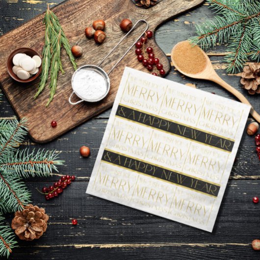 Zwart Goud Kerstmispatroon#35 ID1009 Servet