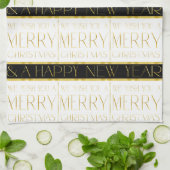 Zwart Goud Kerstmispatroon#35 ID1009 Theedoek (Gevouwen)