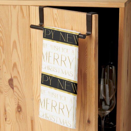 Zwart Goud Kerstmispatroon#35 ID1009 Theedoek (Derde Gevouwen)