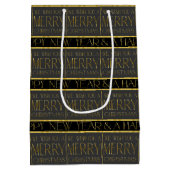 Zwart Goud Kerstmispatroon#35b ID1009 Medium Cadeauzakje (Achterkant)