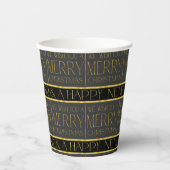 Zwart Goud Kerstmispatroon#35b ID1009 Papieren Bekers (Voorkant)