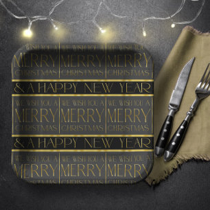 Zwart Goud Kerstmispatroon#35b ID1009 Papieren Bordje