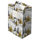 Zwart Goud Kerstmispatroon#4 ID1009 Verpakking Medium Cadeauzakje (Voorkant Gekanteld)