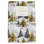 Zwart Goud Kerstmispatroon#4 ID1009 Verpakking Medium Cadeauzakje (Voorkant)