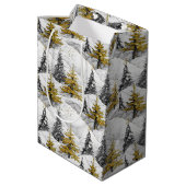 Zwart Goud Kerstmispatroon#4 ID1009 Verpakking Medium Cadeauzakje (Achterkant Gekanteld)