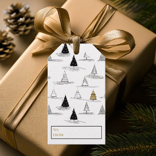 Zwart Goud Kerstmispatroon#5 ID1009 Cadeaulabel