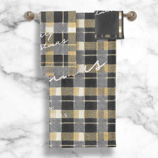 Zwart Goud Kerstmispatroon#7 ID1009 Bad Handdoek