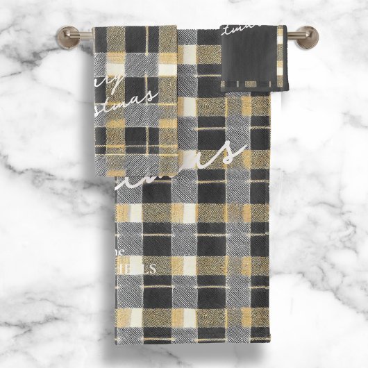 Zwart Goud Kerstmispatroon#7 ID1009 Bad Handdoek