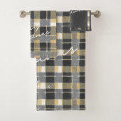 Zwart Goud Kerstmispatroon#7 ID1009 Bad Handdoek (Insitu)