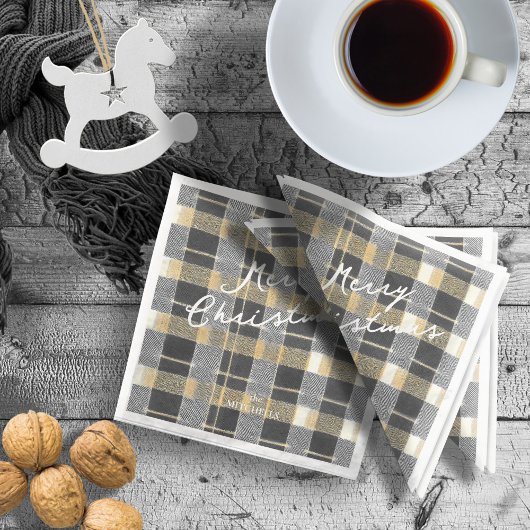 Zwart Goud Kerstmispatroon#7 ID1009 Servet