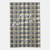 Zwart Goud Kerstmispatroon#7 ID1009 Theedoek (Verticaal)