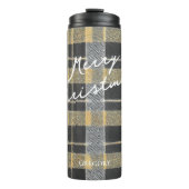 Zwart Goud Kerstmispatroon#7 ID1009 Thermosbeker (Voorkant)