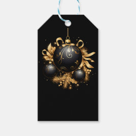 ZWART & GOUD KERSTORNAMENT CADEAULABEL