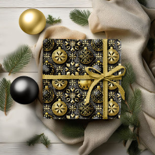 Zwart Goud Kerstpatroon#20 ID1009 Cadeaupapier