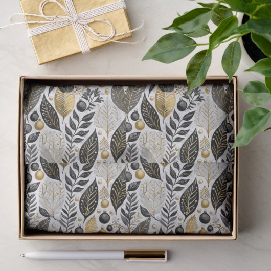 Zwart Goud Kerstpatroon#21 ID1009 Tissuepapier (Geschenk)