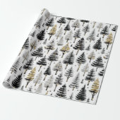 Zwart Goud Kerstpatroon#26 ID1009 Cadeaupapier (Uitgerold)
