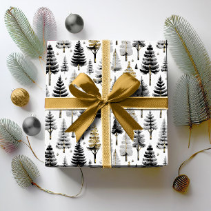 Zwart Goud Kerstpatroon#26 ID1009 Cadeaupapier