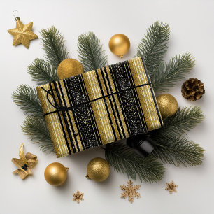 Zwart Goud Kerstpatroon#28 ID1009 Cadeaupapier
