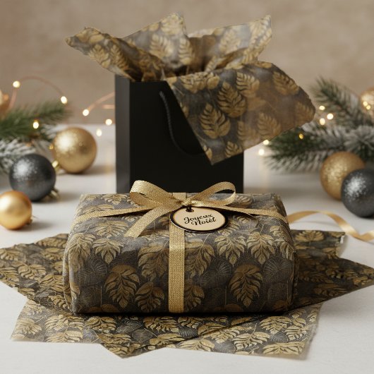 Zwart Goud Kerstpatroon#29 ID1009 Tissuepapier