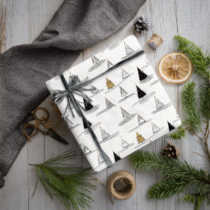 Zwart Goud Kerstpatroon#5 ID1009 Cadeaupapier