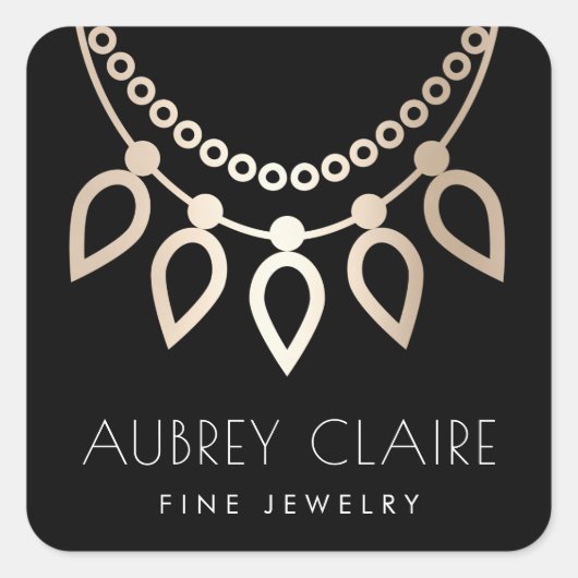 Zwart & Goud Ketting | Juwelier Logo Vierkante Sticker (Voorkant)