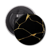 Zwart Goud Kintsugi Oude Kintsukuroi Button Flesopener (Voorkant)
