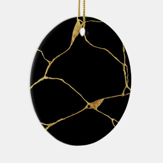 Zwart Goud Kintsugi Oude Kintsukuroi Keramisch Ornament