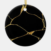 Zwart Goud Kintsugi Oude Kintsukuroi Keramisch Ornament (Voorkant)