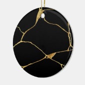 Zwart Goud Kintsugi Oude Kintsukuroi Keramisch Ornament (Links)
