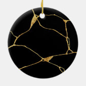 Zwart Goud Kintsugi Oude Kintsukuroi Keramisch Ornament (Achterkant)