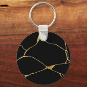 Zwart Goud Kintsugi Oude Kintsukuroi Sleutelhanger (Voorkant)